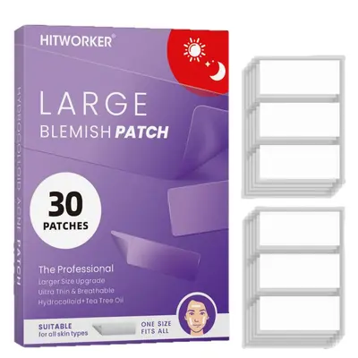 Cross-border Exclusive 30pcs Tea Tree Essential Oil Acne Patches Gentle Thin Breathable Transparent Large Size Acne Patches