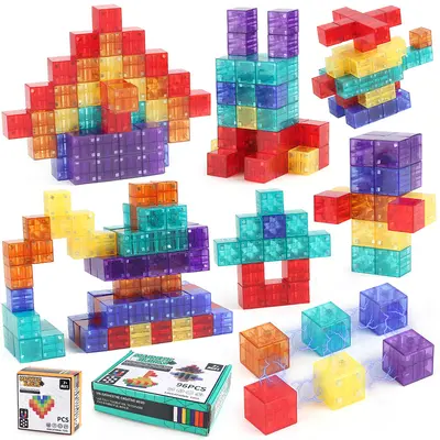 Manyetik 2 cm kare blok yapı seti, DIY küp, eğitici birleştirme oyuncağı - 1
