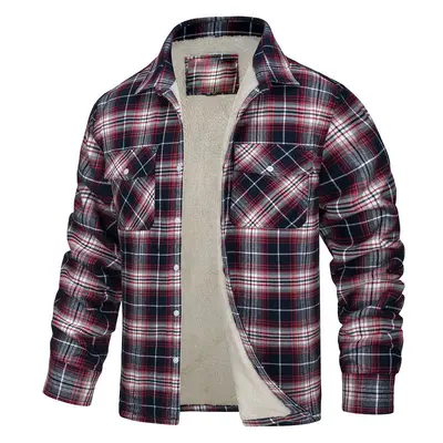 Herrenjacke mit Fleecefutter, Karomuster, lockere Passform