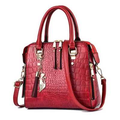Strukturierte Damen-Handtasche mit Steinprägung, Umhängetasche - 7