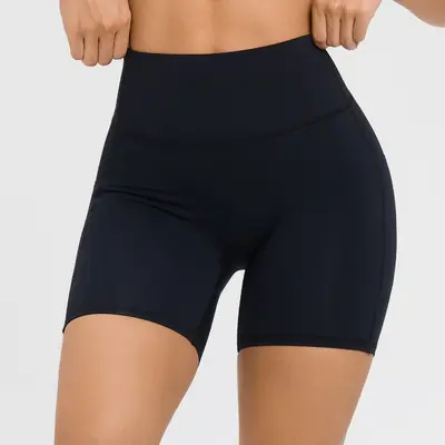 Yüksek belli kadın yoga şortu, cepli, dikişsiz, kalça kaldırıcı - 10