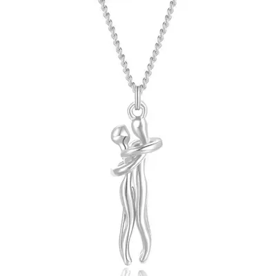 S925 Silber Partnerkette mit Umarmungsmotiv - 8