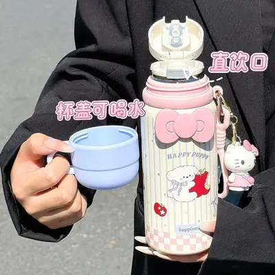 316内胆保温杯双饮盖大容量户外便携提手水杯男士杯子 - 5
