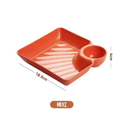 Japanischer Gyoza-Teller mit separatem Dip-Schälchen - 8