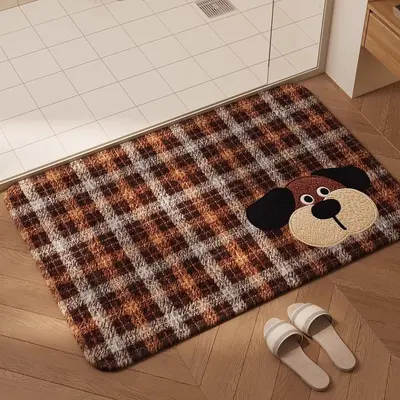 American Retro Bathroom Floor Mat, Non-Slip, Absorbent, Quick-Dry, Faux Linen Look - 11