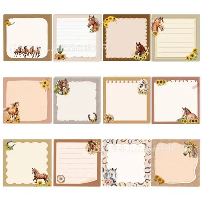 UB106 Watercolor Pony Square Sticky Notes