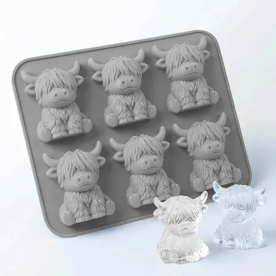 In Stock Silicone Ice Cube Mold Silicone Yak Ice Mold Mini Highland Cattle Ice Cube Mold - 9