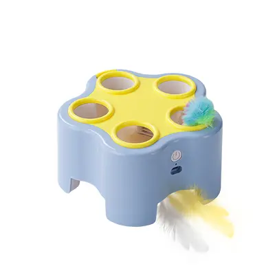 Electric Whack-a-Mole Cat Toy, Automatic, with Feathers - 12
