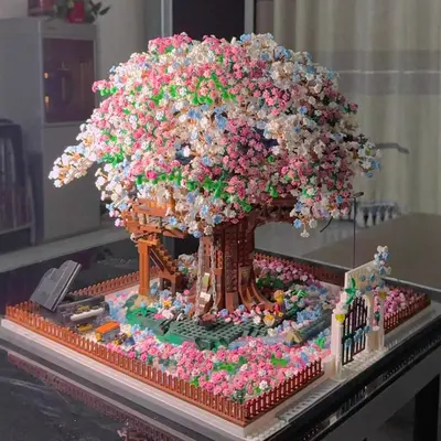 Kiraz Çiçeği Ağacı Evi Yapı Blokları Seti, Dev Boy Maket - 1