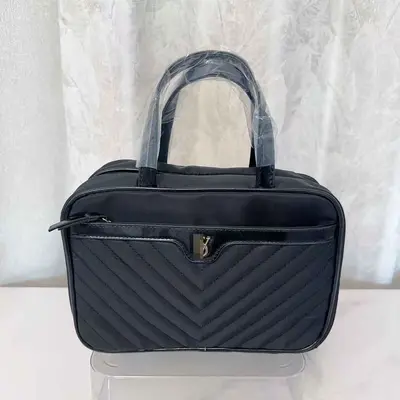 Women's small tote handbag with zipper, lightweight makeup bag for travel
