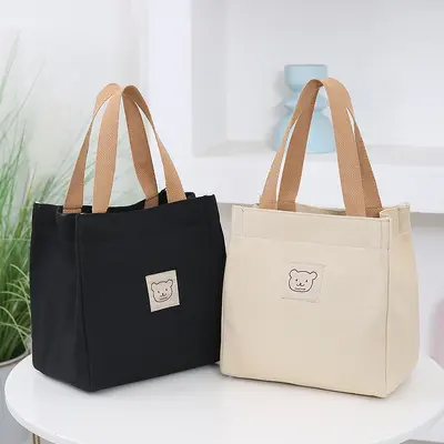 Thickened Oxford Canvas Women's Handbag Lunch Box and Grocery Shopping Bag