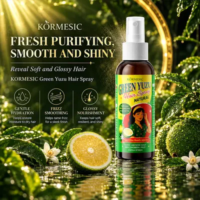 爆KORMESIC 绿柚精油护发喷雾跨境清爽果香抚平毛躁柔顺干枯发丝 - 5