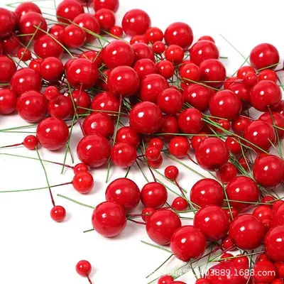 Christmas Artificial Red Berries and Foam Balls for DIY Wreaths - 11
