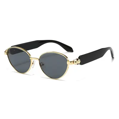 Cat-Eye Sonnenbrille mit ovalem kleinem Rahmen, Metall, Schlangenkopf-Design - 7