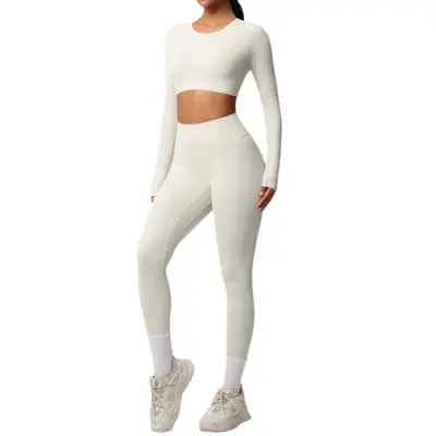 Women's 8-Piece Yoga Set, Double-Sided Brushed, Solid Color, Tight Fit - 6