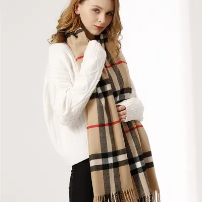 Шарф в клетку в стиле Burberry для женщин, теплый зимний шарф-шаль