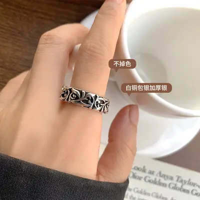 Retro Thai Silver Jewelry for Men, Unique Index Finger Fashion 925 Sterling Silver Ring, Non-Fading Hip-Hop Exaggerated Ring