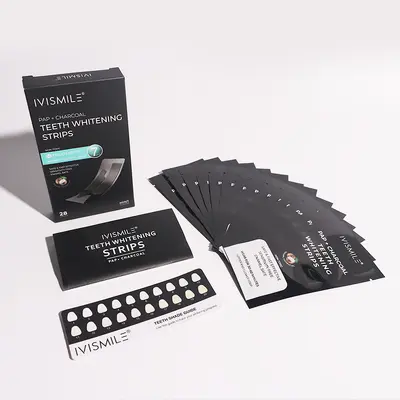 Activated Charcoal Teeth Whitening Strips, 7 Pairs, Gentle Formula - 6