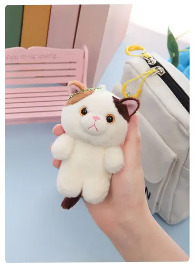 Kedi peluş oyuncak figür, çanta aksesuarı, kız çocuklar için hediye - 10