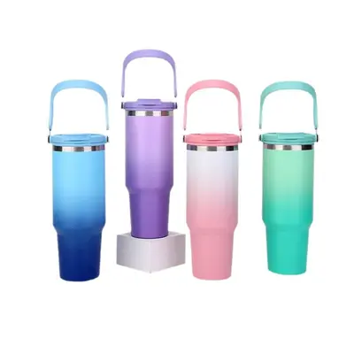 304 Stainless Steel Insulated Cup with Handle and Double-Drink Straw, Large Capacity