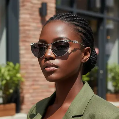 Rhinestone Polygon Sunglasses, European and American Style - 3