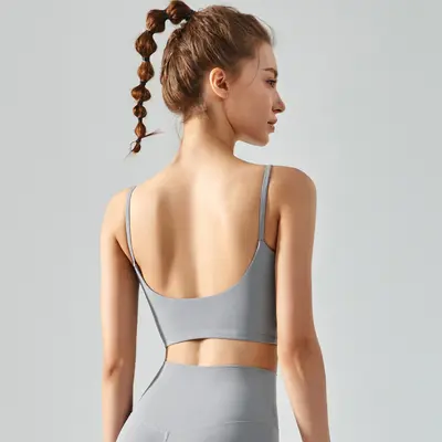 Women's Yoga Vest, High Elasticity, Seamless, Open Back with Chest Pads - 4