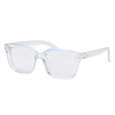 Women's Square Anti-Blue Light Glasses, Metal Stud, Transparent Frame