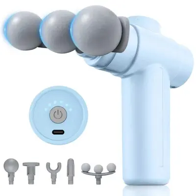 Mini Fascia Gun Multi-Head Electric Massager LCD Display - 8