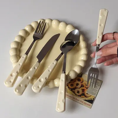 Cutlery Set Thin Design Cheese Spoon Fork Cute High-end Appearance Stainless Steel Knife Fork Spoon Household Premium Western Tableware