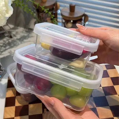 Single-buckle hinged sealed fresh-keeping box, food-grade plastic, microwave-safe, freezer-safe, fresh meat storage, meal prep and portion control container