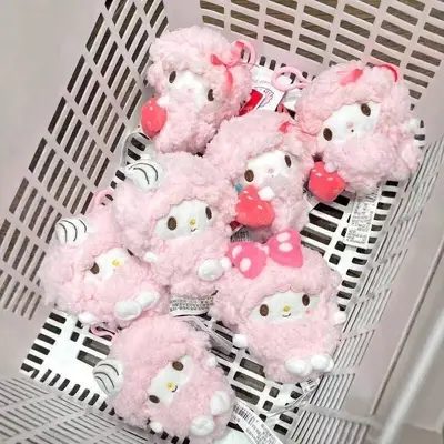 Sevimli Peluş Küçük Koyun Anahtarlık Kolye Figürü Küçük Çilek Krem Koyun Koala Set Oyuncak Askı