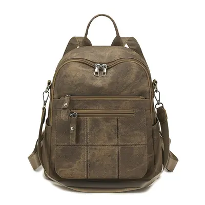 Women's Minimalist Patchwork Backpack, Large Capacity, Preppy Style - 9