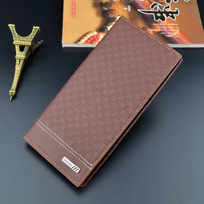 Men's Long Wallet, Slim Vertical Design, Soft Leather, Multi-Card - 9