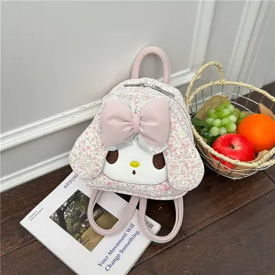 Korean-Style Floral Backpack, Cute Girls' Bow Knot Backpack - 7