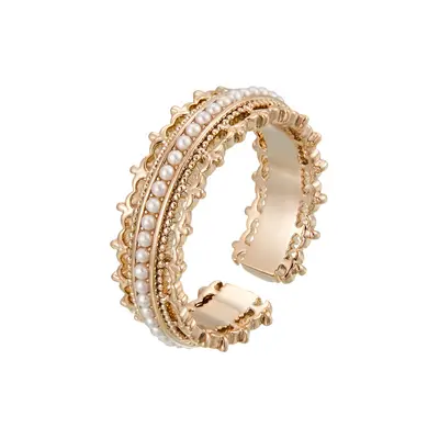 French court style crown open ring fashion versatile high-end adjustable index finger ring European and American cross-border ring