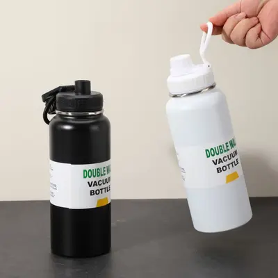 Große Thermo-Sportflasche aus Edelstahl mit Griff - 4