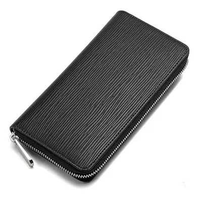 Men's Wallet with Water Ripple Pattern, Long Zipper, Unisex Clutch - 1