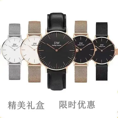 Couple quartz watch, steel band, DW style