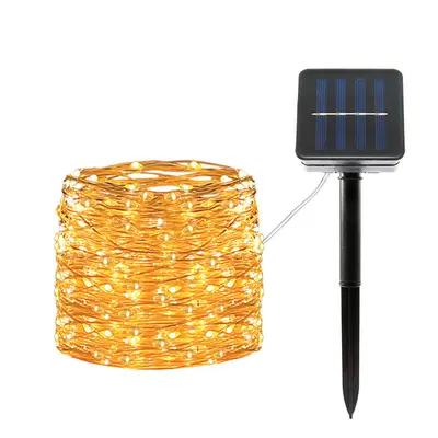 8-Function Solar Copper Wire LED String Lights for Outdoor Use - 7