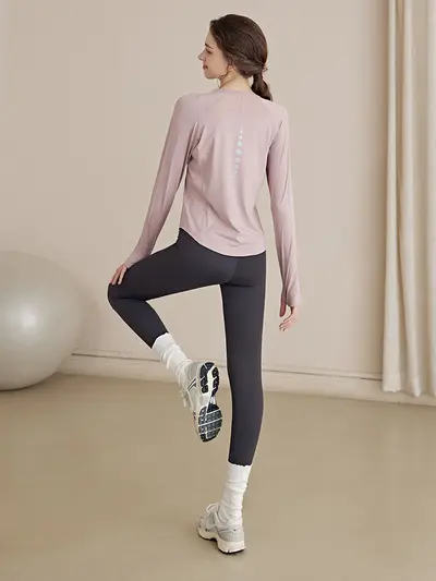 Damen schnelltrocknendes Langarm-Sportoberteil, figurformend, Herbst - 5