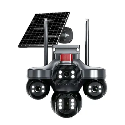 V380 solar-powered surveillance camera, triple lens, night vision - 10