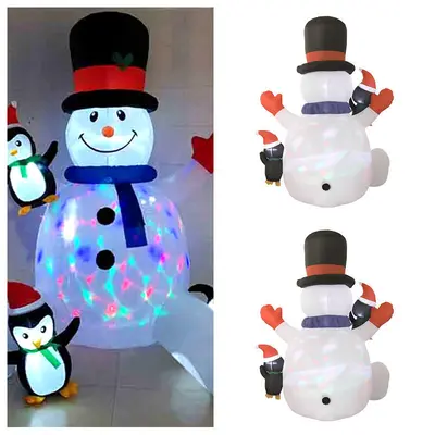 Inflatable Snowman and Penguin Christmas Decoration, Illuminated, Outdoor - 5