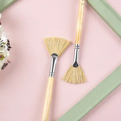 Doğal Domuz Kılı Yelpaze Yağlı Boya Fırçası, 6'lı Set