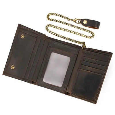 Men's Genuine Leather Wallet, Crazy Horse Leather, Multiple Card Slots - 7