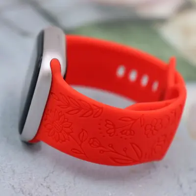 Apple iWatch 11 uyumlu silikon kordon, düz renk oymalı - 9