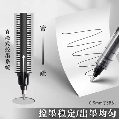 Deli S656 Liquid Ballpoint Pen Gel Pen Black Signature Pen 0.5mm Water-Based Quick-Drying Liquid Pen