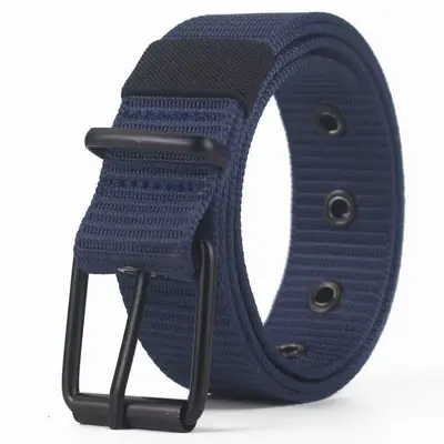 Yeni çok delikli kanvas kemer erkek pin tokalı kemer gençlik öğrenci çok yönlü denim askeri eğitim genişletilmiş naylon kemer - 8