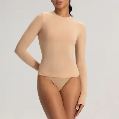 Women's Yoga Long Sleeve Top, Lightweight, High Elasticity, Round Neck - 2