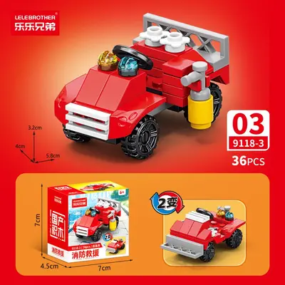 Lego-Compatible Mini Building Block Fire Truck Set - 9