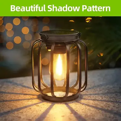 Solar Retro Iron Garden Lamp, Hollow Design, Night Light